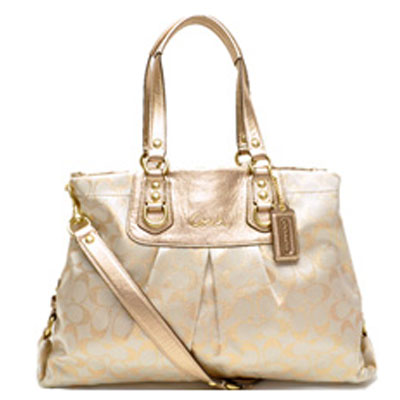 COACH 蔻驰 新款金色LOGO手挽肩挎两用包 (COACH F15807 / COACH 15807) (卡其+金色)，原价￥3848，限时仅售￥1758！绝对正品，超低折扣，含美国直邮～