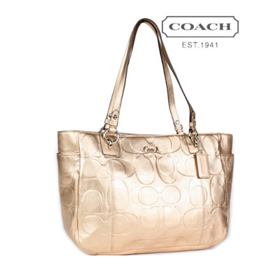 COACH蔻驰 金属压花拉链手提/单肩包 (COACH F17730 / COACH 17730) (金色)，原价￥4050，限时仅售￥1498！绝对正品，超低折扣，含美国直邮～