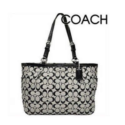 COACH 蔻驰 经典logo帆布单肩包 (COACH F17725 / COACH 17725) (黑色+灰色)，原价￥3600，限时仅售￥1398！绝对正品，超低折扣，含美国直邮～