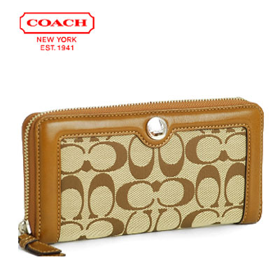 COACH蔻驰 经典帆布LOGO长款手风琴钱包（COACH F46031 / COACH 46031）(卡其色)，原价￥2300，限时仅售￥1058！绝对正品，超低折扣，含美国直邮～