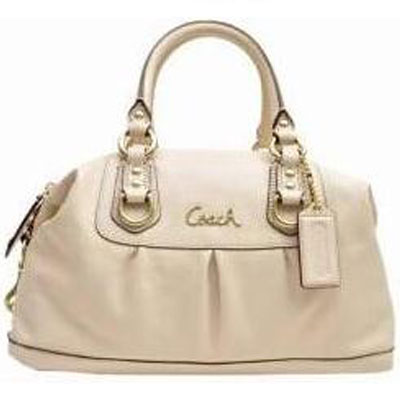 COACH 蔻驰 经典ASHLEY真皮手提/肩挎大包 (COACH F15447 / COACH 15447) (米白色)，原价￥5600，限时仅售￥1808！绝对正品，超低折扣，含美国直邮～