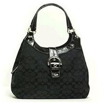 COACH 蔻驰 2011新款大号帆布挎包 (COACH F17403 / COACH 17403) (黑色+灰色)，原价￥4580，限时仅售￥1698！绝对正品，超低折扣，含美国直邮～