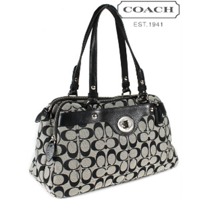 COACH 蔻驰 新款logo帆布手提单肩包 (COACH F16542 / COACH 16542) (黑色+灰色)，原价￥3643，限时仅售￥1498！  绝对正品，超低折扣，含美国直邮～