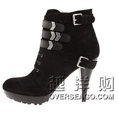 Nine West 玖熙 2011年新款圆头麂皮超高跟短靴 DONLEY(黑色)，原价￥1399，限时仅售￥988！绝对正品，超低折扣，含美国直邮～