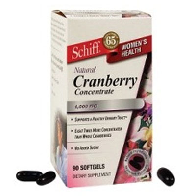 美国Schiff席夫 蔓越莓浓缩胶囊 尿道克星 Natural Cranberry Extract(1000mg 90粒/瓶)，原价￥318，限时仅售￥228！绝对正品，超低折扣，含美国直邮哦~