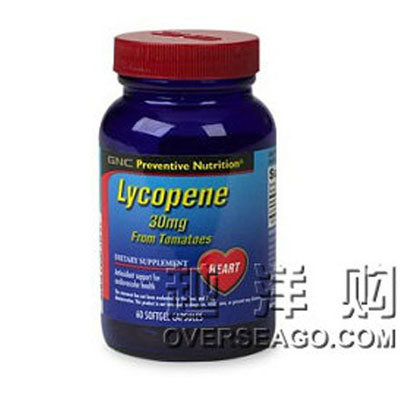 美国GNC健安喜 抗氧化抑制肿瘤番茄红素 Preventive Nutrition Lycopene(30mg*60粒*2)，原价￥956，限时仅售￥538！绝对正品，超低折扣，含美国直邮哦~