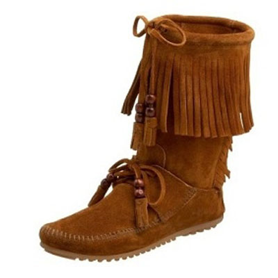 Minnetonka 迷你唐卡 2011新款女士高筒靴 Woodstock Moccasin Boot(棕色/黑色/深棕色/土黄色)，原价￥1788，限时仅售￥1038！绝对正品，超低折扣，含美国直邮～