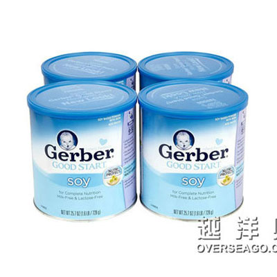 Gerber Good Start 嘉宝雀巢 1段/一段 婴儿豆类配方营养奶粉(Soy)(适合0-12月)(4罐装，728g/罐*4)，原价￥2100，限时仅售￥1188！绝对正品，超低折扣，含美国直邮～