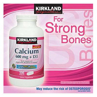 美国Kirkland柯克兰 维生素D钙片 Signature Calcium 600 mg + D3(500粒/瓶)，原价￥346，限时仅售￥238！绝对正品，超低折扣，含美国直邮哦~