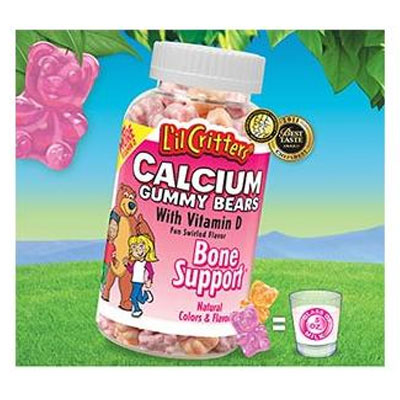 L_il Critters综合维生素矿物质小熊糖 Gummy Calcium (w/Vitamin D) Gummy Bears(适合2岁以上)(2瓶装，200粒/瓶*2)，原价￥708，限时仅售￥378！绝对正品，超低折扣，含美国直邮～