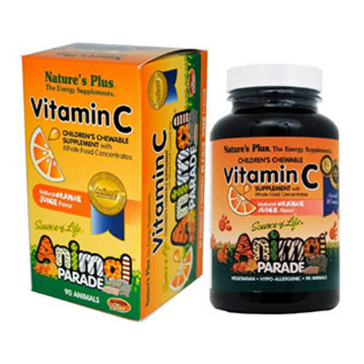 Nature's Plus 儿童VC维生素C 咀嚼片90粒 Source of Life Animal Parade Sugar Free Vitamin C(4盒装，90粒/盒*4)，原价￥858，限时仅售￥418！绝对正品，超低折扣，含美国直邮～