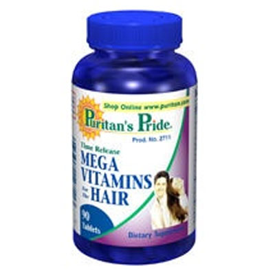 美国Puritan 's Pride 头发营养补充片 Mega Vitamins for the Hair Time Release(90粒/盒*3)，原价￥478，限时仅售￥368！绝对正品，超低折扣，含美国直邮哦~