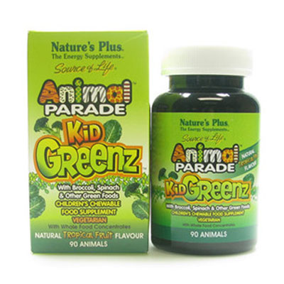 Nature's Plus动物巡游儿童蔬菜膳食纤维咀嚼片90片 Animal Parade Kid Greenz(3盒装，90片/盒*3)，原价￥788，限时仅售￥408！绝对正品，超低折扣，含美国直邮～