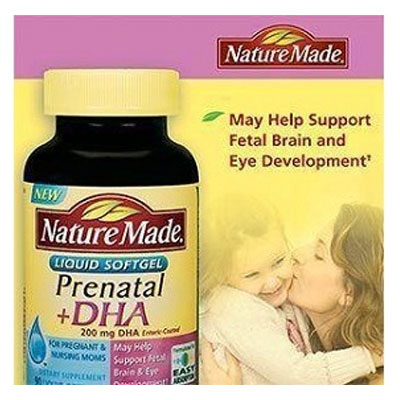 美国Nature Made莱萃美 纯天然孕妇DHA顶级孕妇维生素 Multi with 200mg DHA Liquid Softgels(200mg*90粒*3)，原价￥721，限时仅售￥538！绝对正品，超低折扣，含美国直邮哦~