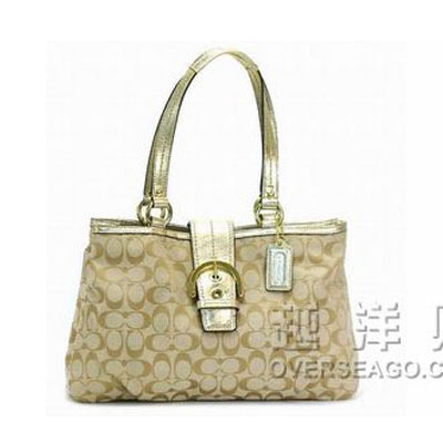 COACH 蔻驰 金色帆布LOGO单肩/手提包 (COACH F18750 / COACH 18750) (金色)，原价￥3950，限时仅售￥1588！绝对正品，超低折扣，含美国直邮～