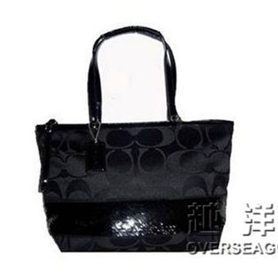 COACH 蔻驰 限量版女士经典logo帆布亮片单肩/手提包 (COACH F17574 / COACH 17574) (金色，黑色，宝蓝色，深棕色)，原价￥3900，限时仅售￥1088！绝对正品，超低折扣，含美国直邮～