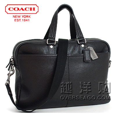 COACH蔻驰 经典粗纹皮革男士手提/斜挎两用包 (COACH F70354 / COACH 70354) (黑色/浅啡色/烟灰色)，原价￥6800，限时仅售￥1928！绝对正品，超低折扣，含美国直邮～