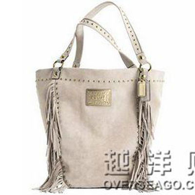 COACH 蔻驰 限量版POPPY波碧系列铆钉流苏真皮BELLA手袋 (COACH F16734 / COACH 16734)(象牙白，天蓝色)，原价￥6200，限时仅售￥4088！绝对正品，超低折扣，含美国直邮～