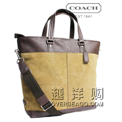 COACH蔻驰 新款磨砂翻皮男士单肩/斜挎/手拎多用包 (COACH F70420 / COACH 70420) (烟草色),原价￥6750，限时仅售￥1988！绝对正品，超低折扣，含美国直邮～