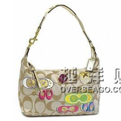 COACH 蔻驰 彩绘POPPY经典C标帆布单肩包 (COACH F17586 / COACH 17586) (金色)，原价￥3800，限时仅售￥1299！绝对正品，超低折扣，含美国直邮～