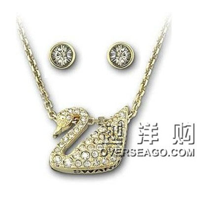 Swarovski 施华洛世奇 施华洛世奇水晶、镀铑Swan金色天鹅项链套装 Swan Set(1070057)，原价￥1250，限时仅售￥855！绝对正品，超低折扣，含美国直邮～