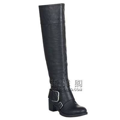 Nine West 玖熙 2011新款搭扣侧拉链过膝长靴Clara(黑色/深灰色)，原价￥2100，限时仅售￥1499！绝对正品，超低折扣，含美国直邮～