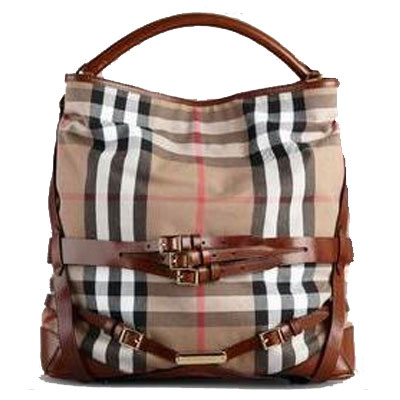 BURBERRY 巴宝莉 2011新款中号格子束带单肩/手提包 MEDIUM CHECK BELTED HOBO (37757461) (深棕色)，原价￥11250，限时仅售￥10088！绝对正品，超低折扣，含美国直邮～