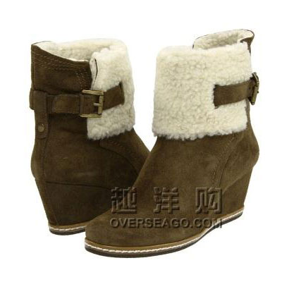 Nine West 玖熙 2011新款坡跟绒面翻毛雪地短靴 Tulley(绿色)，原价￥1300，限时仅售￥988！绝对正品，超低折扣，含美国直邮～