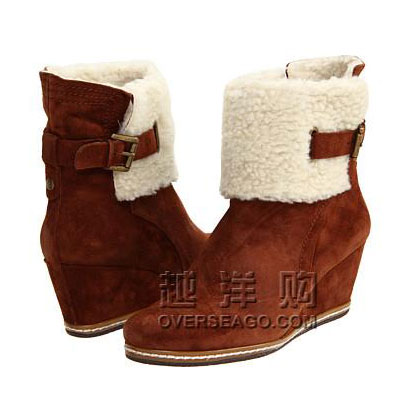 Nine West 玖熙 2011新款坡跟绒面翻毛雪地短靴Tulley(中棕色)，原价￥1300，限时仅售￥988！绝对正品，超低折扣，含美国直邮～
