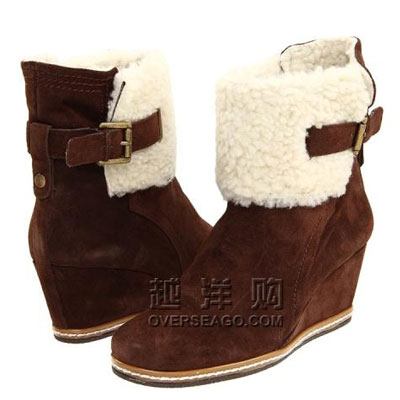 Nine West 玖熙 2011新款坡跟绒面翻毛雪地短靴 Tulley(深棕色)，原价￥1300，限时仅售￥988！绝对正品，超低折扣，含美国直邮～