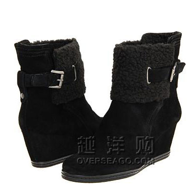 Nine West 玖熙 2011新款坡跟绒面翻毛雪地短靴 Tulley (黑色)，原价￥1300，限时仅售￥988！绝对正品，超低折扣，含美国直邮～