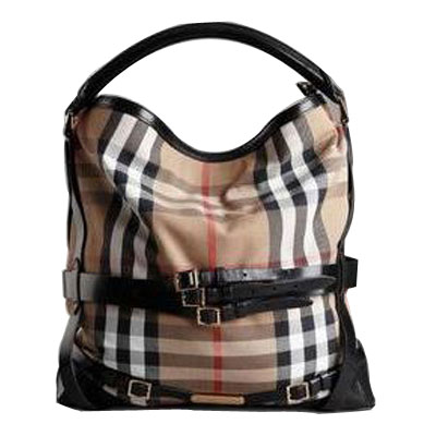 BURBERRY 巴宝莉 2011新款中号格子束带HOBO单肩/手提包 (37757471) (黑色)，原价￥11250，限时仅售￥10088！绝对正品，超低折扣，含美国直邮～