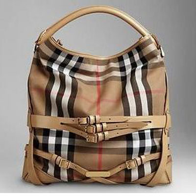 BURBERRY 巴宝莉 2011新款中号格子束带HOBO单肩/手提包 (38061321) (浅棕色)，原价￥11250，限时仅售￥10088！绝对正品，超低折扣，含美国直邮～