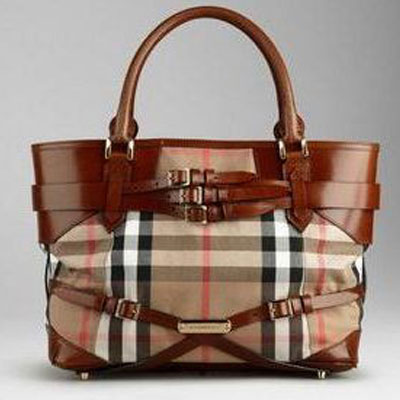 BURBERRY 巴宝莉 2011新款中号马勒格子托特包 HOUSE CHECK (37638301) (深棕色)，原价￥11250，限时仅售￥10088！绝对正品，超低折扣，含美国直邮～