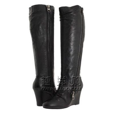 Steve Madden 史蒂夫•马登 2011新款 褶皱高筒女靴P-Mira(黑色/裸色)，原价￥1200，限时仅售￥988！绝对正品，超低折扣，含美国直邮～
