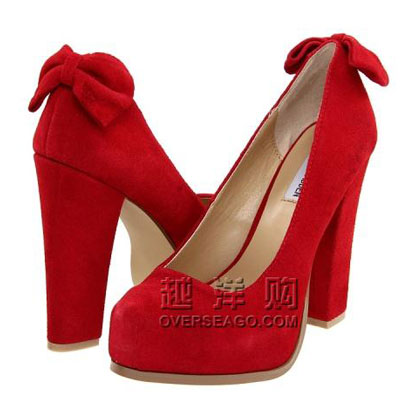 Steve Madden 史蒂夫•马登 2011新款蝴蝶结粗高跟女鞋 P-Luccy(黑色/红色/豹纹棕/棕灰色)，原价￥1100，限时仅售￥629！绝对正品，超低折扣，含美国直邮～
