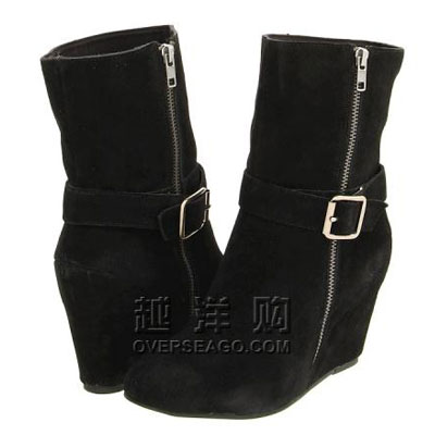 Steve Madden 史蒂夫•马登 2011新款坡跟短靴 P-Maxy (黑色/灰色)，原价￥1100，限时仅售￥789！绝对正品，超低折扣，含美国直邮～