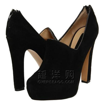 Steve Madden 史蒂夫•马登 2011新款麂皮拉链高跟单鞋 P-Perin (黑色/灰色)，原价￥1200，限时仅售￥899！绝对正品，超低折扣，含美国直邮～