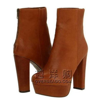 Steve Madden 史蒂夫•马登 2011新款简约粗跟短靴 Desirred (棕色/裸色)，原价￥2588，限时仅售￥1788！绝对正品，超低折扣，含美国直邮～