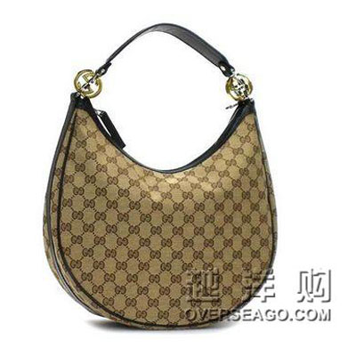 GUCCI 古驰 2011新款 中号圆底包 GG TWINA (232962F4C7N9769) (浅米色+乌木色)，原价￥17800，限时仅售￥7388！绝对正品，超低折扣，含美国直邮～