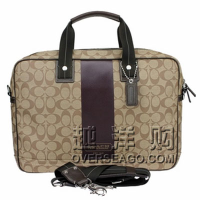 COACH蔻驰 经典LOGO皮革男士手提/斜挎两用包 (COACH F70592 / COACH 70592) (卡其色+咖啡色/黑色+白色)，原价￥5668，限时仅售￥2188！绝对正品，超低折扣，含美国直邮～