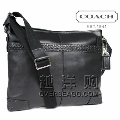 COACH 蔻驰 2012新款经典真皮男士单肩/斜挎包 (COACH F70456 / COACH 70456) (黑色/琥珀色)，原价￥3788，限时仅售￥1688！绝对正品，超低折扣，含美国直邮～