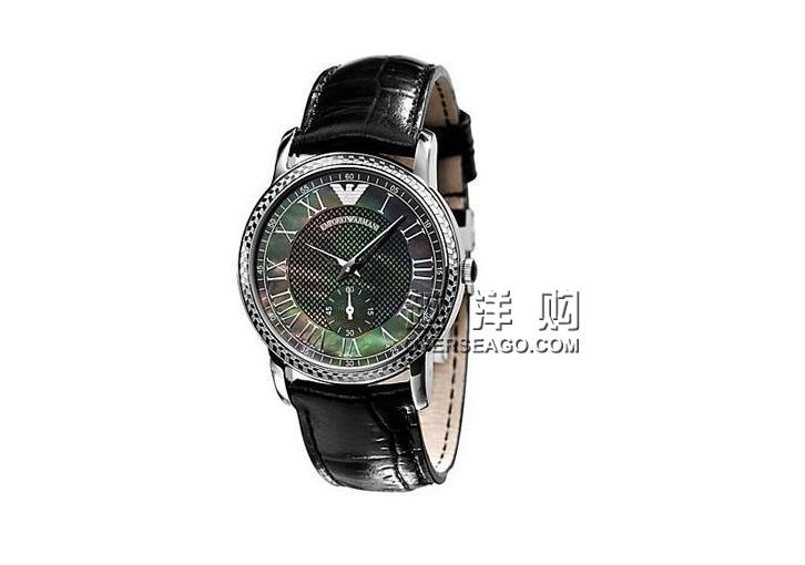 Emporio Amani 安普里奥•阿玛尼 AR0468圆型表盘男士时尚手表（灰黑色表盘+黑色表链），原价￥2088，限时仅售￥1188！绝对正品，超低折扣，含美国直邮～