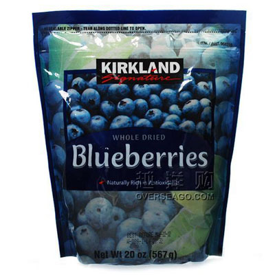 KIRKLAND 柯克兰 美国原装正品蓝莓 WHOLE DRIED BLUEBERRY(20 oz/567g)，原价￥218， 限时仅售￥178！绝对正品，超低折扣，含美国直邮哦~~