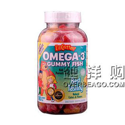 L'IL CRITTERS 小熊宝宝 水果软糖 OMEGA 3-GUMMY FISH(180粒/瓶)，原价￥358， 限时仅售￥248！绝对正品，超低折扣，含美国直邮哦~~