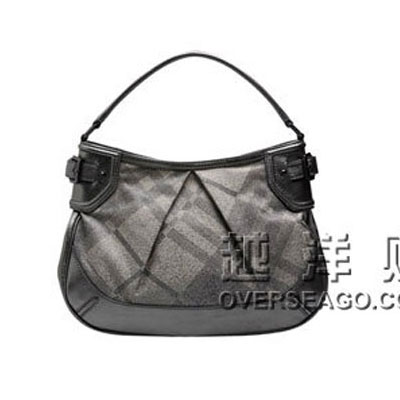 BURBERRY 巴宝莉 2012经典格纹配超酷铁灰真皮单肩包 HOBO (3712560-TREN) (金属铁灰)，原价￥3780，限时仅售￥2998！绝对正品，超低折扣，含美国直邮～