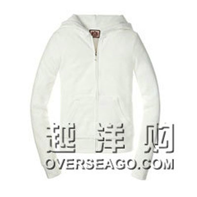 JUICY COUTOURE 橘滋 女士带帽拉链卫衣 JUICY VELOUR HOODIE（JG005418）（白色），原价￥1788，限时仅售￥1098！绝对正品，超低折扣，含美国直邮～