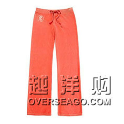 JUICY COUTOURE 橘滋 女士天鹅绒休闲裤 EAU DE JUICY PANT（JG004372）（珊瑚橘色），原价￥1398，限时仅售￥798！绝对正品，超低折扣，含美国直邮～