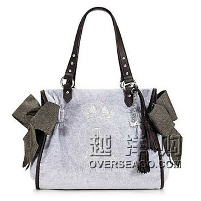 JUICY COUTURE  橘滋 女士单肩/手提包  PRETTY DAY VELOUR MS. DAYDREAMER BAG (YHRU2908) (银灰色)，原价￥2280，限时仅售￥1880！绝对正品，超低折扣，含美国直邮～