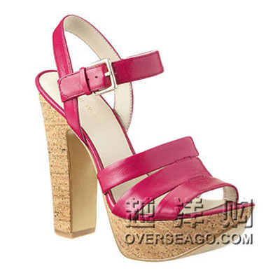 NINE WEST 玖熙 2012新款高水台粗跟简约凉鞋 INTUITIVE (粉色/蓝色)，原价￥1588，限时仅售￥788！绝对正品，超低折扣，含美国直邮～